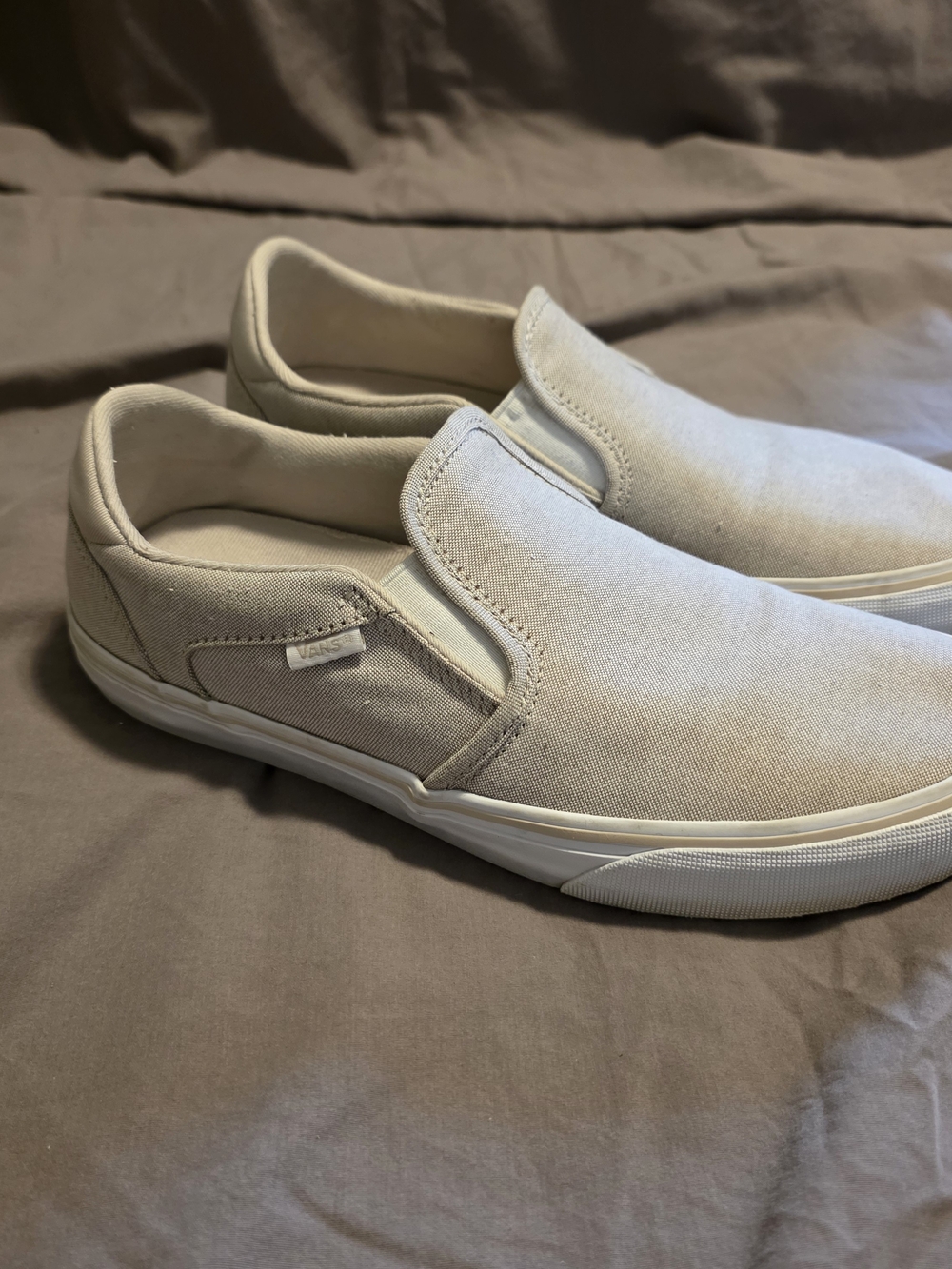 Vans Slip-On Canvas Sneakers in Light Beige